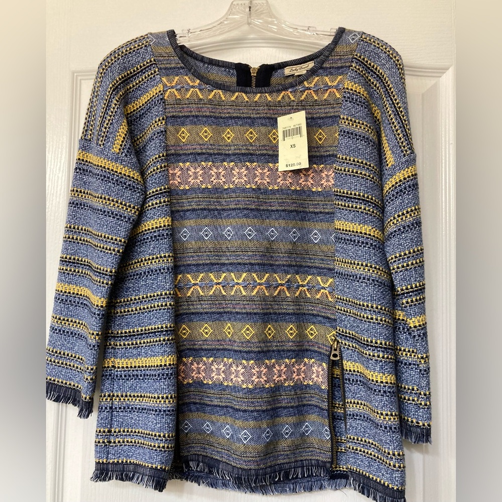 💙NWT LUCKY $129 Unique Super Cute Heavy Woven Top Size XS